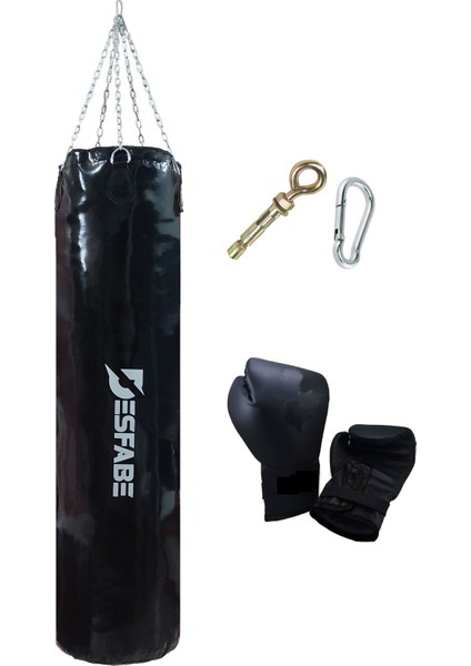 Boxing Star 150X38 cm Zincirli Boks Kum Torbası Siyah+Askı Aparatı+Boks Eldiveni