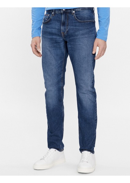 Tommy Hilfiger Erkek Pamuklu Dokuma Kumaş Marka Logolu Mavi Jeans MW0MW35159-1BK