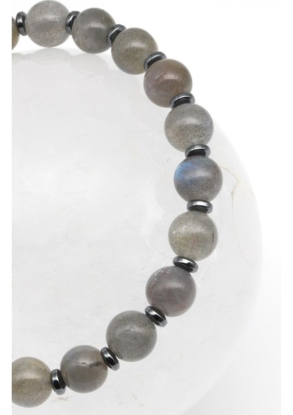 Labradorit - Hematit Doğal Taş Makrome Örme Bileklik Küre Kesim fiyatları