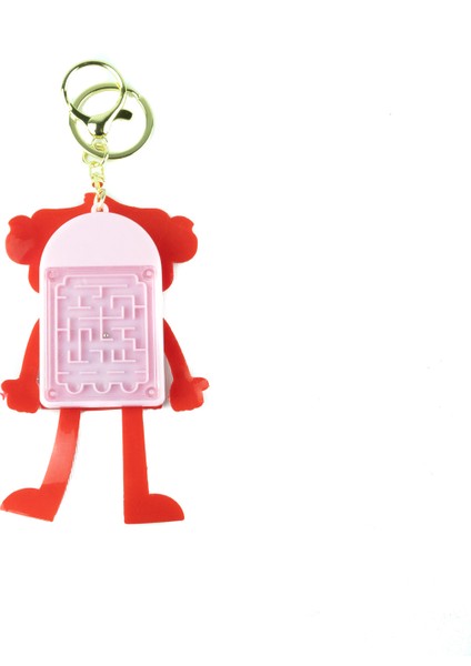Hesap Makinesi Robot Mini Anahtarlıklı Labirent Oyunlu Kırmızı