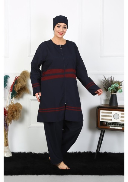 Büyük Beden Tesettür Mayo 7XL-8XL-9XL-10XL Lacivert 55010