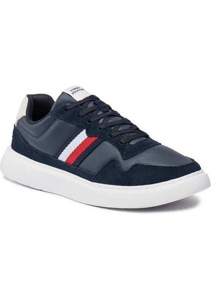 Tommy Hilfiger Erkek Marka Logolu Bağcıklı Kaydırmaz Tabanlı Günlük Lacivert Sneaker FM0FM04889-DW5