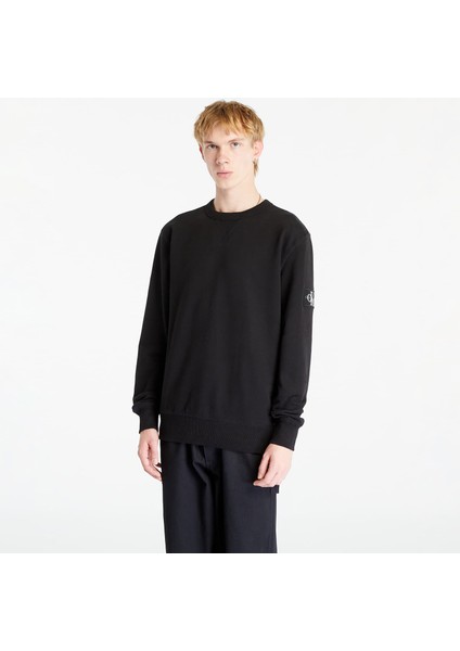 Erkek Marka Logo Detaylı Regular Fit Uzun Kollu Siyah Sweatshirt