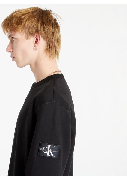 Erkek Marka Logo Detaylı Regular Fit Uzun Kollu Siyah Sweatshirt fiyatları