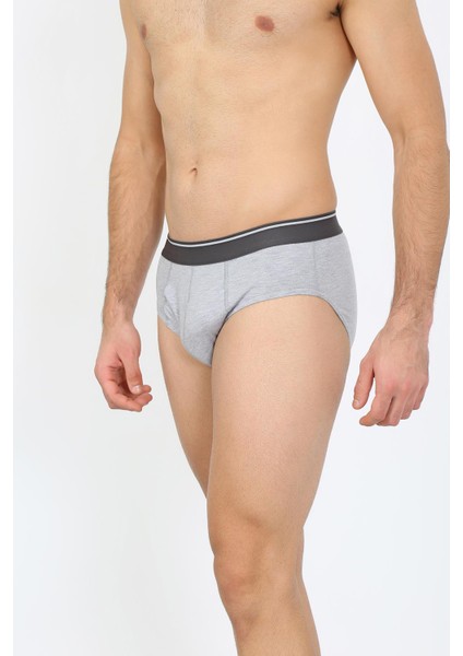 Erkek Pamuk Likralı Slip Gri 40132