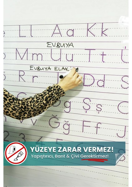 Harfli Elakin - Kendiliğinden Tutunan, Statik, Yapışkansız Sihirli Akıllı Kağıt Yazı Tahtası Pano