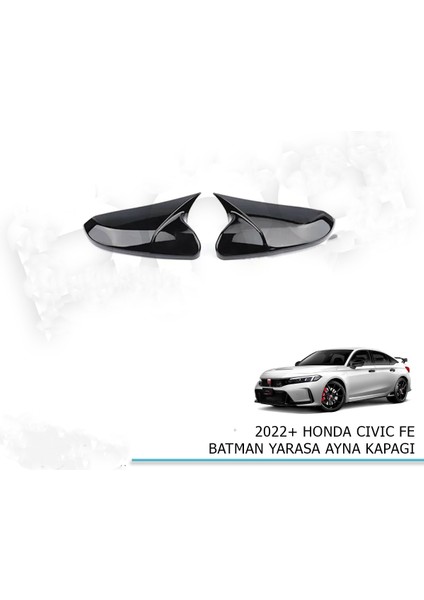 Araca Özel Honda Cıvıc 2022+ Fe Batman Yarasa Ayna Kapağı Piano Black