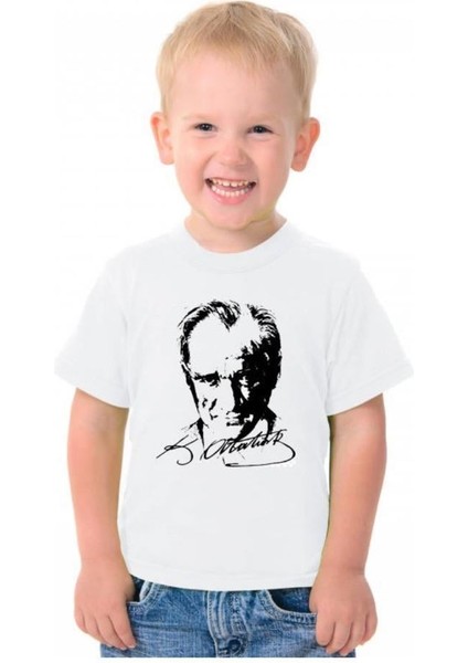 Unisex Çocuk Atatürk Baskılı %100 Pamuk T-Shirt