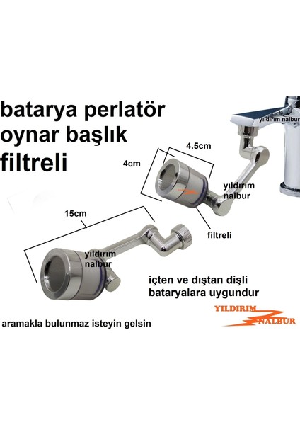 Lavabo Batarya Ucu Filtreli Döner Perlatör Uzatma Batarya Borusu Ucu