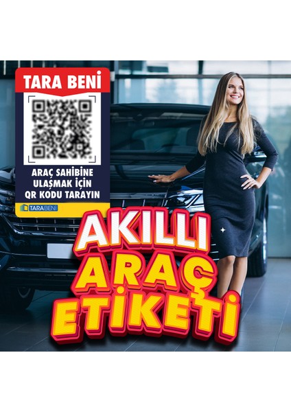 Araç Karekod Cam Etiketi (Qr Kod Dijital Kimlik - Karekod Araç Numaratörü - QR Code Sticker - Karekod Araba Etiketi) (Sınırsız Kullanım)