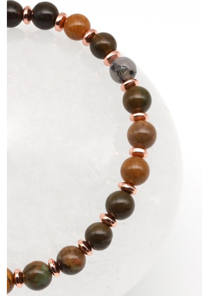 Ocean Jasper - Hematit Doğal Taş Makrome Örme Bileklik Küre Kesim fiyatları