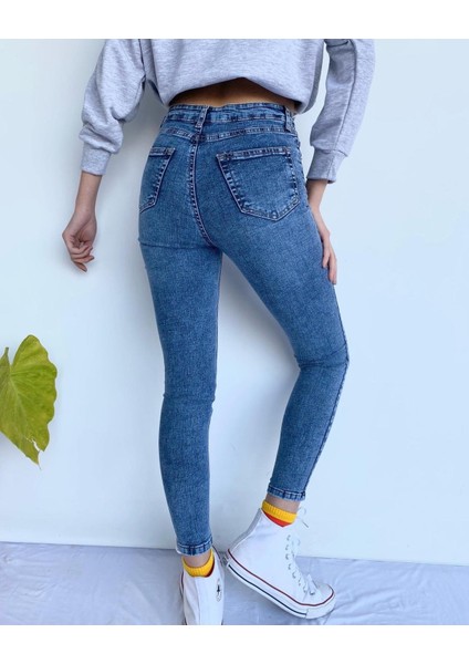 Key Moda Kadın Yüksek Bel Skinny Jean Atlas Kot Pantolon