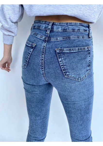 Key Moda Kadın Yüksek Bel Skinny Jean Atlas Kot Pantolon