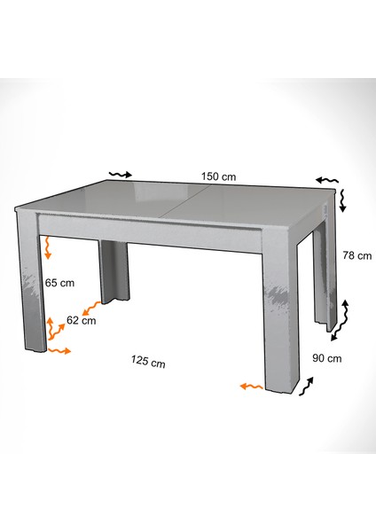 Pasific Home Bois Açılır Yemek Masası ,Parlak Beyaz