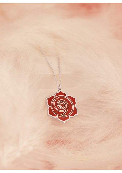 925 Ayar Gümüş Mineli Gül Çiçeği Kolye