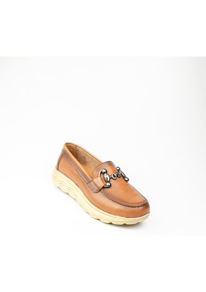 340 Taba Deri Kadın Günlük Ayakkabı