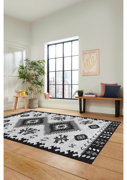Dijital Baskılı Kaymaz Yıkanabilir Etnik Desenli Yolluk Mutfak Salon Halısı, Etnik-02-Gri fiyatları