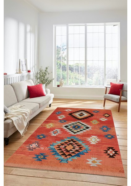 Dijital Baskılı Kaymaz Yıkanabilir Etnik Desenli Mutfak Salon Halısı, Etnik-01-Kırmızı modelleri
