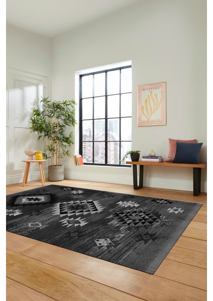 Dijital Baskılı Kaymaz Yıkanabilir Etnik Desenli Mutfak Salon Halısı, Etnik-01-Gri fiyatları