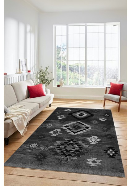 Dijital Baskılı Kaymaz Yıkanabilir Etnik Desenli Mutfak Salon Halısı, Etnik-01-Gri modelleri