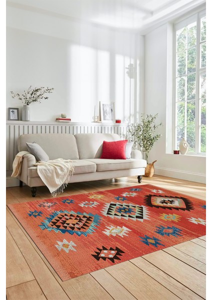 Dijital Baskılı Kaymaz Yıkanabilir Etnik Desenli Mutfak Salon Halısı, Etnik-01-Kırmızı fırsatları
