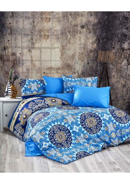 Exclusive %100 Pamuk Poplin Akfil Ranforce Çift Kişilik Nevresim Takımı (4 Yastık KILIFLI)-7411M