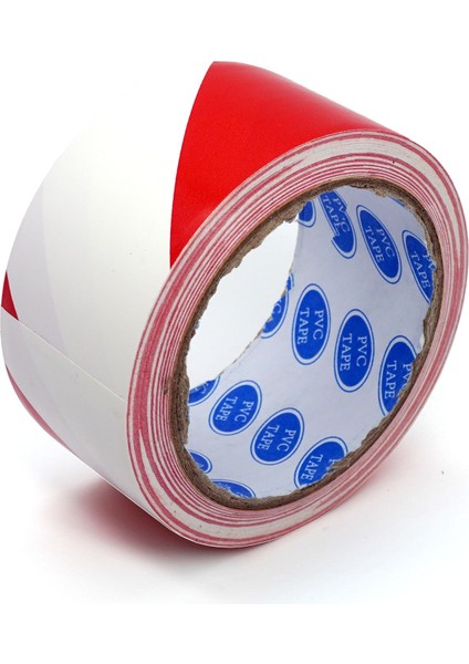 Pvc Yer Işaretleme Bandı Kırmızı Beyaz Bant 50 mm x 30 mt