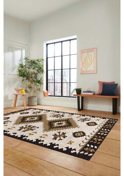 Dijital Baskılı Kaymaz Yıkanabilir Etnik Desenli Yolluk Mutfak Salon Halısı, Etnik-02-Kahve fiyatları