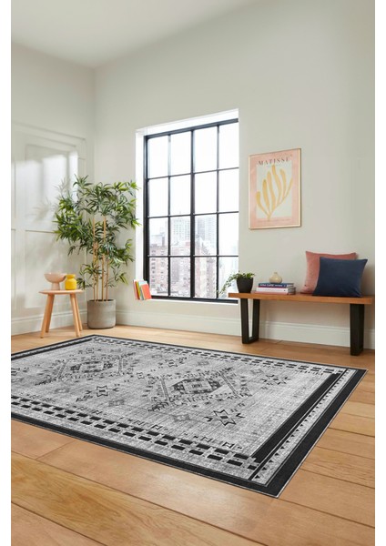 Dijital Baskılı Kaymaz Yıkanabilir Etnik Desen Yolluk Mutfak Salon Halısı, Etnik-03-Gri fiyatları