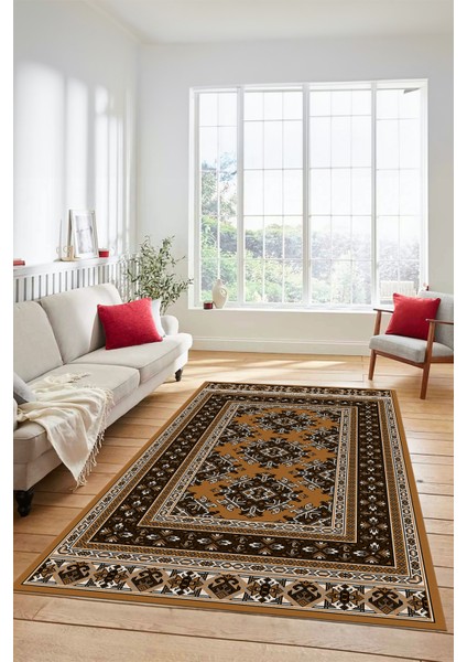 Dijital Baskılı Kaymaz Yıkanabilir Şık Etnik Desen Yolluk Mutfak Salon Halısı, Etnik-04-Kahve fiyatları