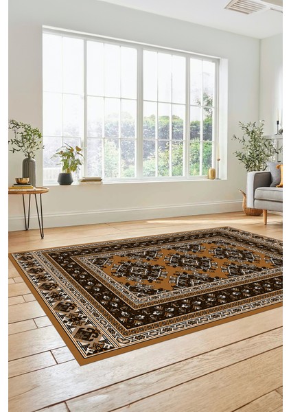 Dijital Baskılı Kaymaz Yıkanabilir Şık Etnik Desen Yolluk Mutfak Salon Halısı, Etnik-04-Kahve indirimleri