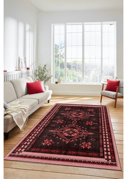 Dijital Baskılı Kaymaz Yıkanabilir Etnik Desen Yolluk Mutfak Salon Halısı, Etnik-03-Pembe modelleri