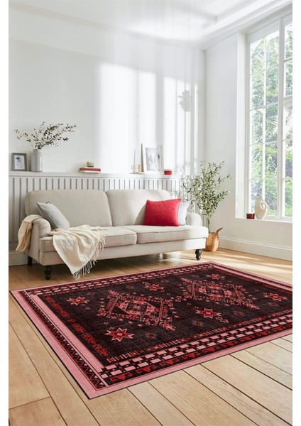 Dijital Baskılı Kaymaz Yıkanabilir Etnik Desen Yolluk Mutfak Salon Halısı, Etnik-03-Pembe fırsatları
