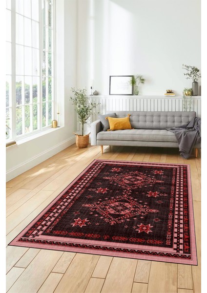 Dijital Baskılı Kaymaz Yıkanabilir Etnik Desen Yolluk Mutfak Salon Halısı, Etnik-03-Pembe indirimleri