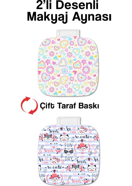 Cep Makyaj Aynası 2'li Set Uv Baskılı Pp Kapaklı Cep Aynaları modelleri