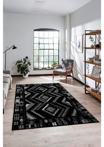 Modern Tasarım Etnik Desenli Dijital Kaymaz Yıkanabilir Yolluk Salon Halısı, Etnik-09-Antrasit fırsatları