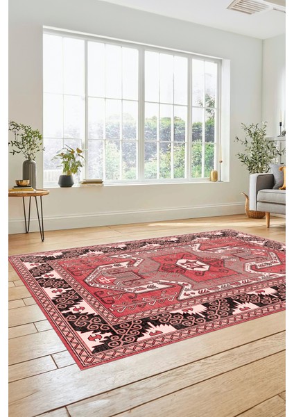 Şık Etnik Desenli Dijital Kaymaz Yıkanabilir Yolluk Mutfak Salon Halısı, Etnik-10-Pembe modelleri