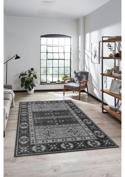 Dijital Baskılı Kaymaz Yıkanabilir Etnik Desen Yolluk Mutfak Salon Halısı, Etnik-11-Gri fırsatları