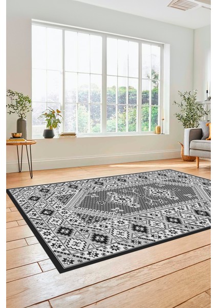 Şık Tasarım Etnik Desenli Dijital Kaymaz Yıkanabilir Yolluk Salon Halısı, Etnik-08-Gri fırsatları