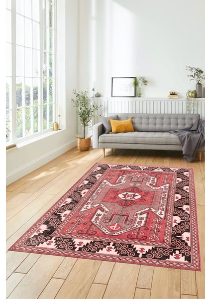 Şık Etnik Desenli Dijital Kaymaz Yıkanabilir Yolluk Mutfak Salon Halısı, Etnik-10-Pembe fiyatları