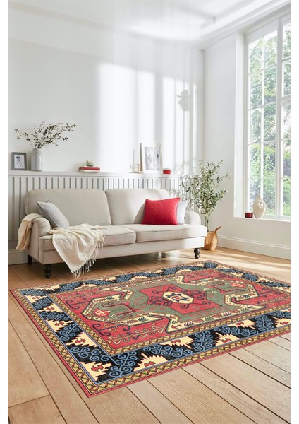 Şık Etnik Desenli Dijital Kaymaz Yıkanabilir Yolluk Mutfak Salon Halısı, Etnik-10-Renkli