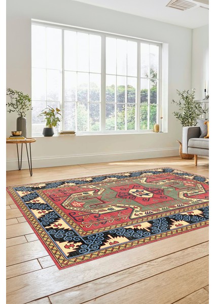 Şık Etnik Desenli Dijital Kaymaz Yıkanabilir Yolluk Mutfak Salon Halısı, Etnik-10-Renkli modelleri