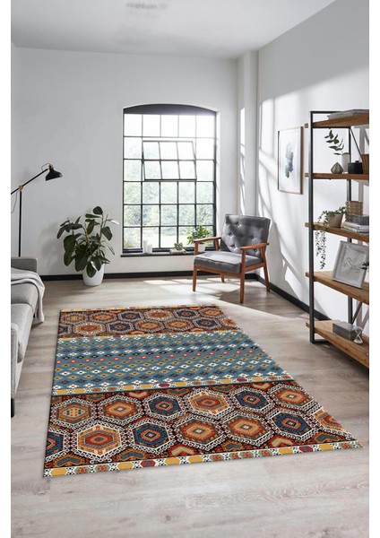 Dijital Baskılı Kaymaz Yıkanabilir Şık Etnik Desenli Yolluk Mutfak Salon Halısı, Etnik-13-Renkli fiyatları