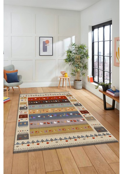 Dijital Kaymaz Yıkanabilir Şık Motifli Etnik Desenli Yolluk Mutfak Salon Halısı, Etnik-15-Renkli fırsatları