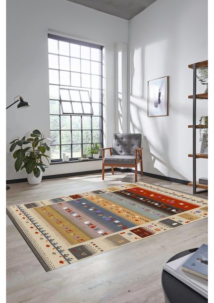 Dijital Kaymaz Yıkanabilir Şık Motifli Etnik Desenli Yolluk Mutfak Salon Halısı, Etnik-15-Renkli modelleri