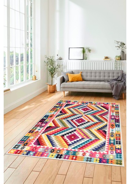 Modern Tasarım Etnik Desenli Dijital Kaymaz Yıkanabilir Yolluk Salon Halısı, Etnik-09-Renkli fiyatları