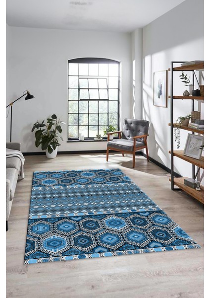Dijital Baskılı Kaymaz Yıkanabilir Şık Etnik Desenli Yolluk Mutfak Salon Halısı, Etnik-13-Mavi modelleri