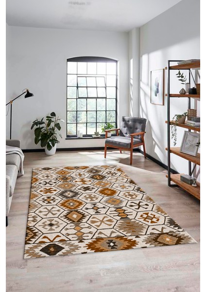 Dijital Baskılı Kaymaz Yıkanabilir Etnik Desenli Yolluk Mutfak Salon Halısı, Etnik-12-Kahve modelleri
