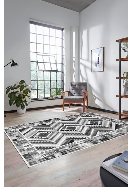 Modern Tasarım Etnik Desenli Dijital Kaymaz Yıkanabilir Yolluk Salon Halısı, Etnik-09-Gri indirimleri