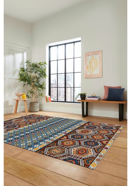 Dijital Baskılı Kaymaz Yıkanabilir Şık Etnik Desenli Yolluk Mutfak Salon Halısı, Etnik-13-Renkli indirimleri